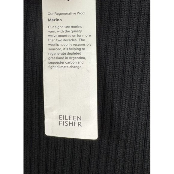 Eileen Fisher XXS Black Ribbed Sweater Knit 100% Merino Wool Pencil Skirt $248 - Picture 6 of 12